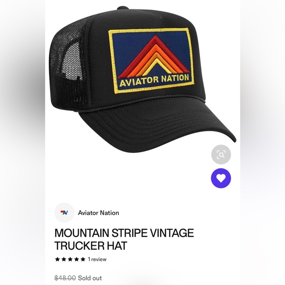 NWT Aviator Nation Vintage mesh Trucker Hat Mountain Stripe Patch Logo β black - Picture 13 of 14